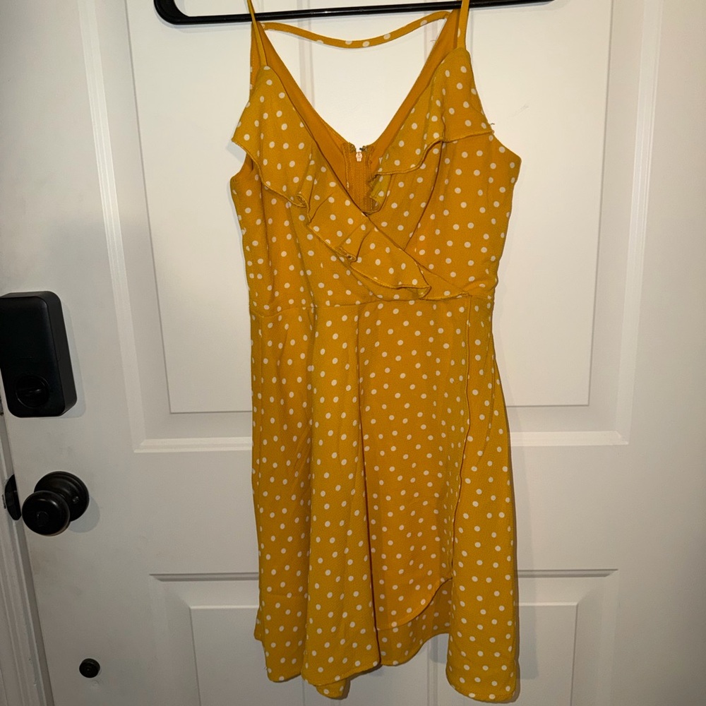 Speechless Mustard Polka Dot Mini Dress